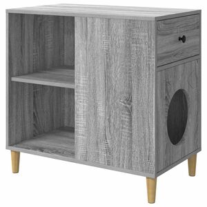 vidaXL Cat House Grey Sonoma 72 x 42.5 x 70 cm Engineered Wood