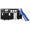 vidaXL Kids' Loft Bed with Curtains without Mattress White&Black 90x200cm