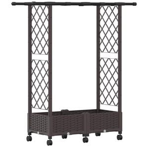 vidaXL Raised Bed with Trellis and Roof Brown 122.5 x 40 x 127 cm PP
