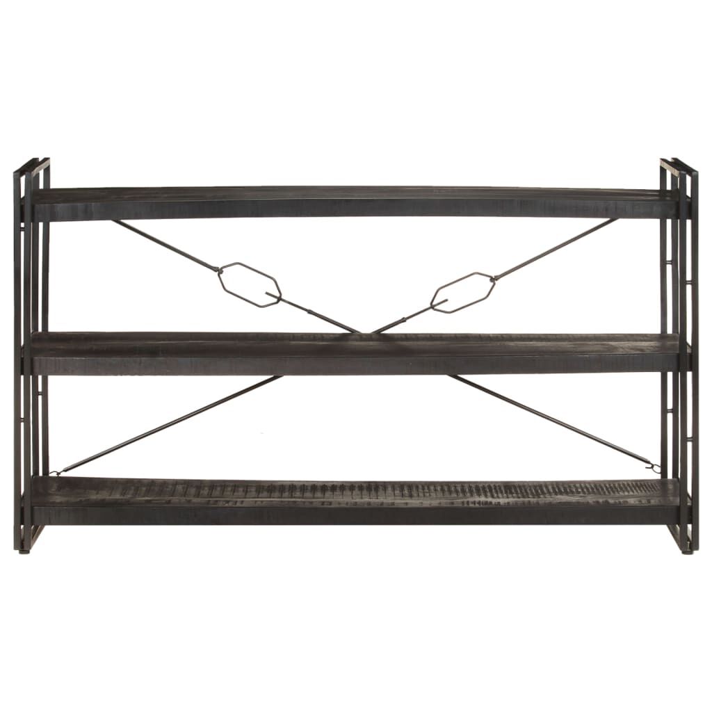vidaXL 3 Tier Bookcase Black 140x30x80 cm Solid Mango Wood