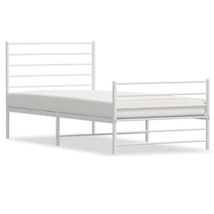 vidaXL Metal Bed Frame without Mattress with Footboard White 100x200cm