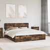 vidaXL Bed Frame with Drawer Smoked Oak 200 x 200 cm Engineer Wood