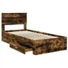 vidaXL Bed Frame with Headboard Smoked Oak 90 x 190 cm Engineered Wood