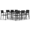vidaXL Garden Dining Set | Black | Powder-Coated Steel, Tempered Glass, Plastic