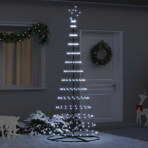 vidaXL LED Christmas Tree Cool White 100 x 100 x 250 cm Metal