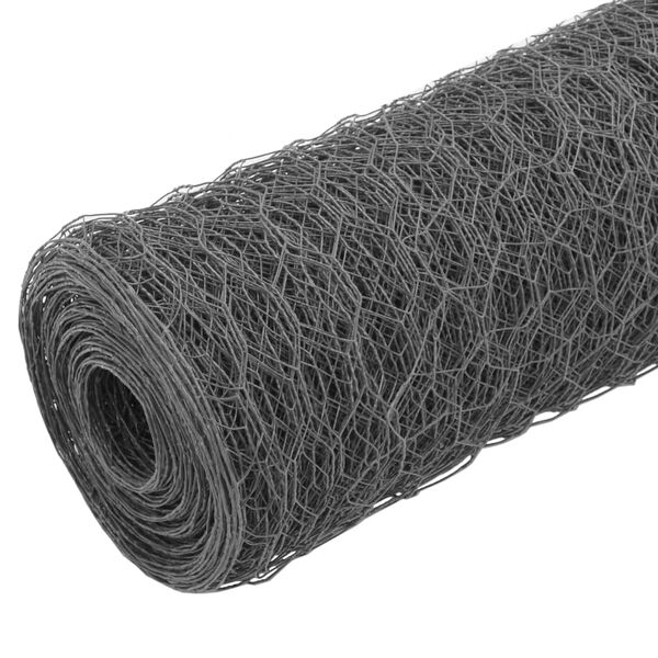 vidaXL Chicken Wire Fence Steel with PVC Coating 25x0.75 m Grey