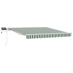 vidaXL Retractable Awning Green and White 350 x 250 cm