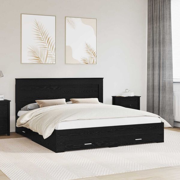 vidaXL Bed Frame with Drawer with Headboard Manual Engineered Wood