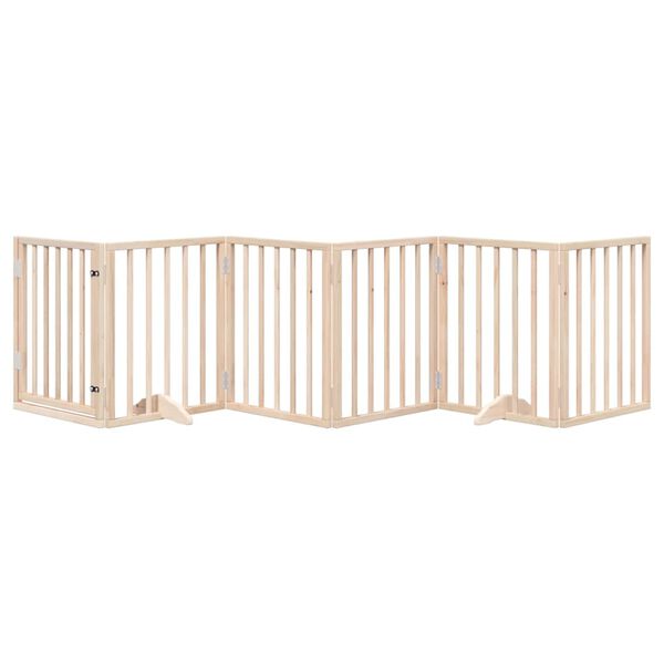vidaXL Dog Gate with Door Foldable 6 Panels 300 cm Poplar Wood