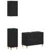 vidaXL 3 Piece Bathroom Cabinet Set ALKMAAR Black Engineered Wood