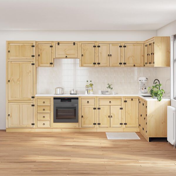 vidaXL Cabinet with Drawer SKI 14 pcs Honey Brown Solid Pine Wood