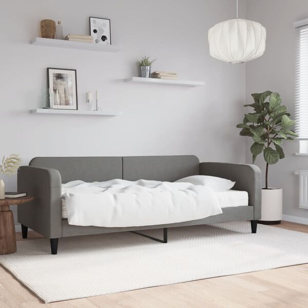 vidaXL Daybed with Mattress Dark Grey 90x190 cm Fabric