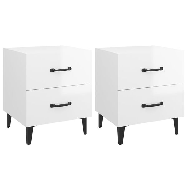 vidaXL Bedside Cabinets 2 pcs High Gloss White 40x35x47.5 cm