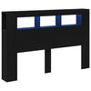 vidaXL LED Headboard Black Oak Engineered Wood