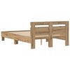 vidaXL Bed Frame with LED Artisan Oak 135 x 190 cm Engineered Wood