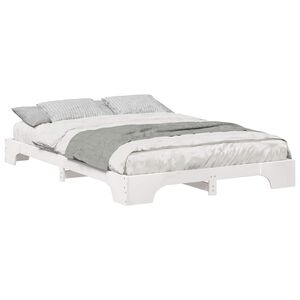 vidaXL Bed Frame White 140 x 220 cm Solid Pine Wood