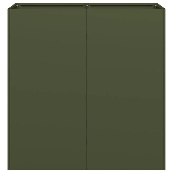 vidaXL Planter Olive Green 80x40x80 cm Cold-rolled Steel