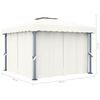 vidaXL Gazebo with Curtain&LED String Lights 3x3 m Cream White