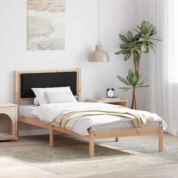 vidaXL Bed Frame with Headboard Black 90 x 190 cm Solid Pine Wood