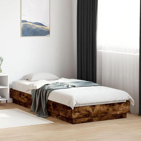 vidaXL Bed Frame without Mattress Smoked Oak 90x200 cm Engineered Wood