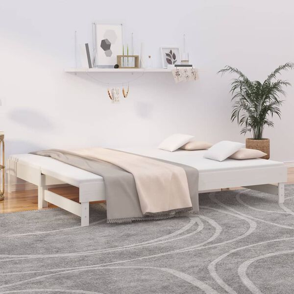 vidaXL Pull-out Day Bed without Mattress White 2x(90x200) cm