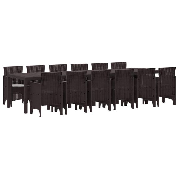 vidaXL Garden Dining Set 13 pcs Brown Polt rattan