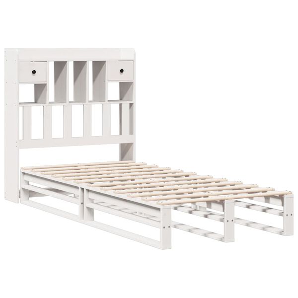 vidaXL Bookcase Bed without Mattress White 90x190 cm Single Solid Wood Pine