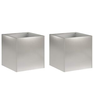 vidaXL Garden Planter 2 pcs Silver 45 x 45 x 45 cm Stainless Steel