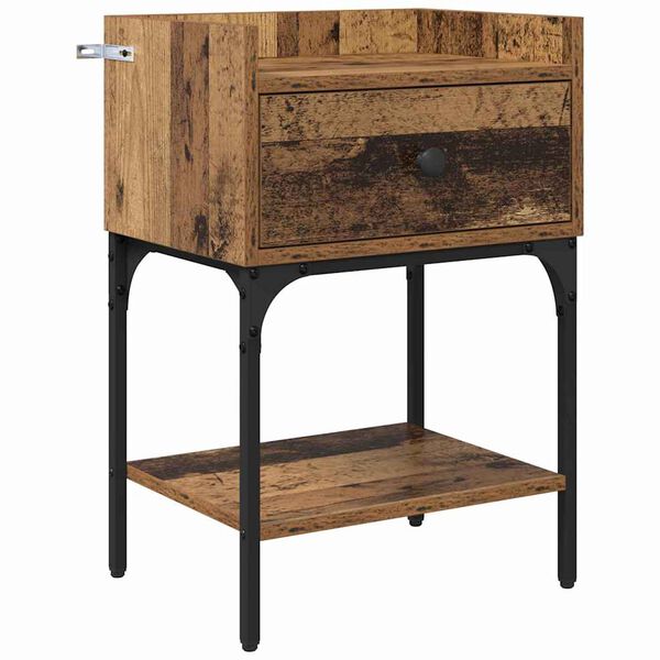 vidaXL Bedside Table Old Wood 40 x 29 x 60 cm Engineered Wood