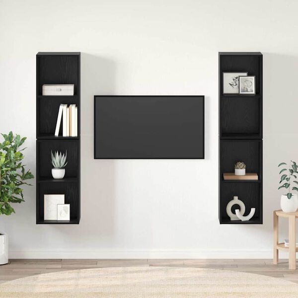 vidaXL TV Cabinet Set 4 pcs Black Oak 37 x 37 x 72 cm Engineered Wood