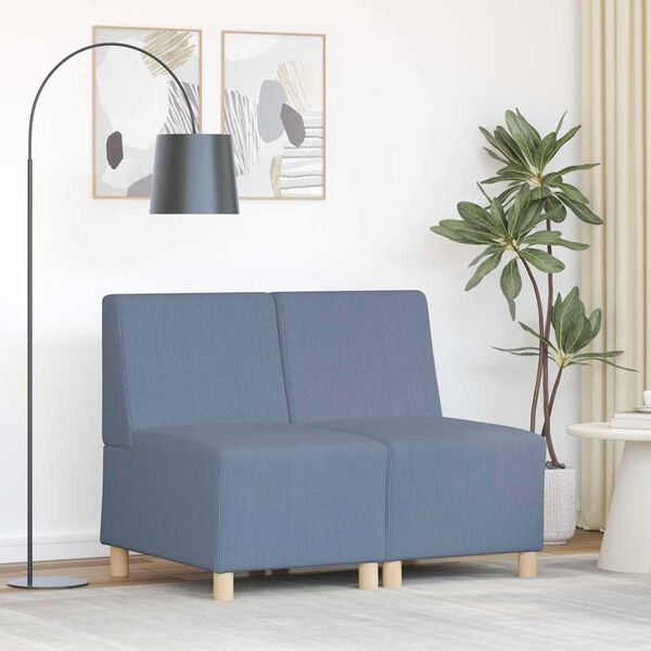 vidaXL Modular Sofa Unit Armless 2 pcs Blue 55 x 74 x 82 cm