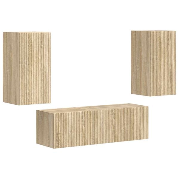 vidaXL TV Wall Cabinet Set 4 pcs Sonoma Oak Engineered Wood