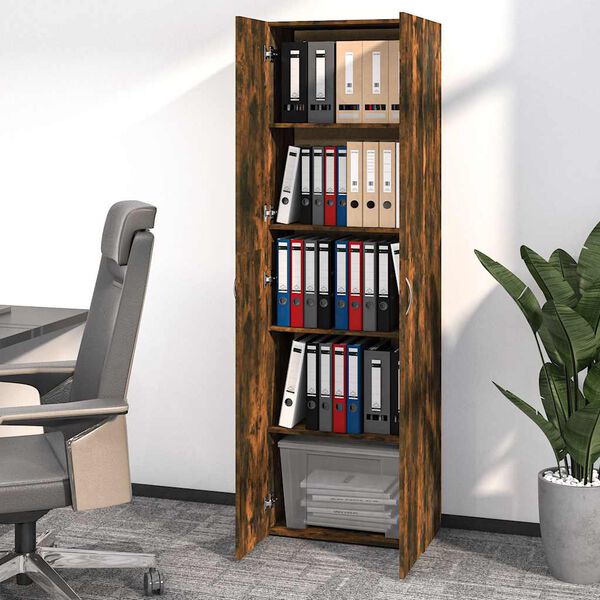 vidaXL Office Cabinet Smoked Oak 60x32x190 cm Engineered Wood
