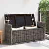 vidaXL Storage Bench with Cushion Black Wash 110 x 40 x 50 cm Rattan
