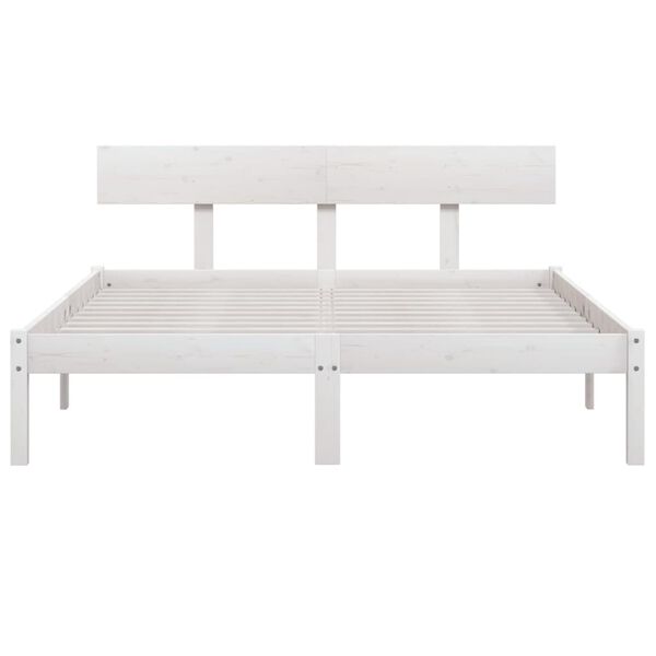 vidaXL Bed Frame without Mattress White Solid Wood 140x190 cm