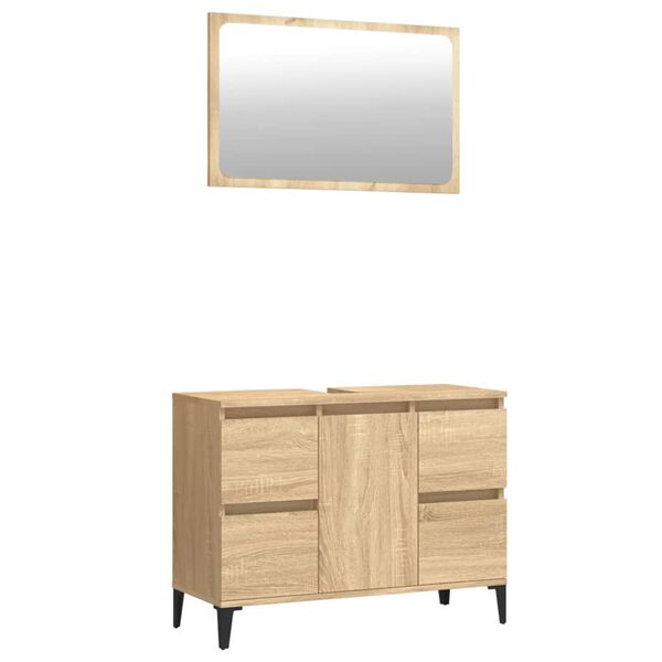 vidaXL 2 Piece Bathroom Furniture Set Sonoma Oak Engineered Wood