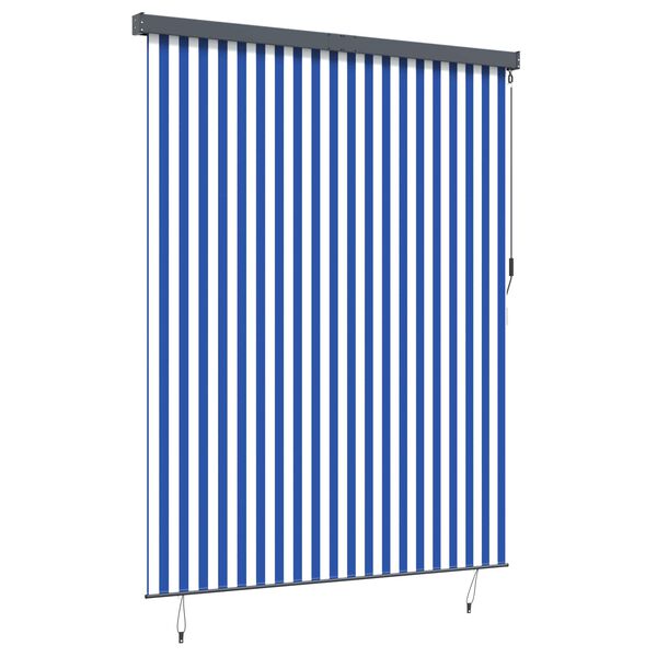 vidaXL Roller Blind Blue and White 200 x 250 cm Fabric and Aluminum
