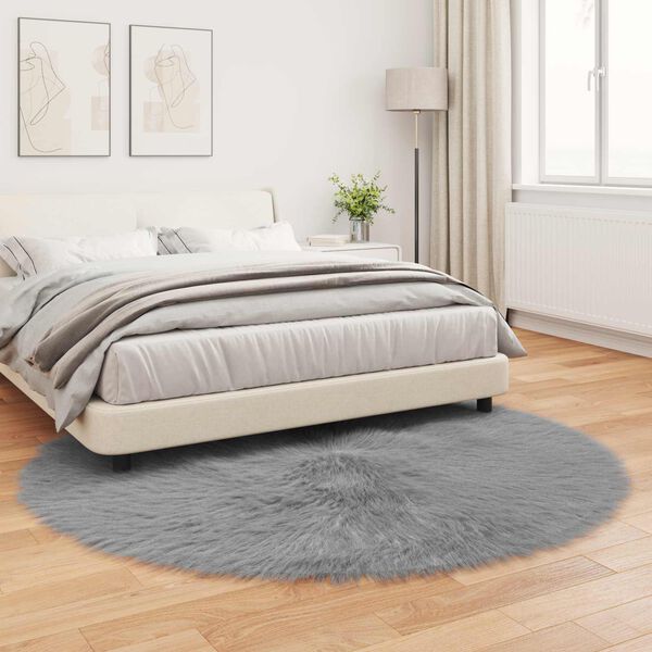 vidaXL Faux Sheepskin Rug Tafalla Grey &Oslash; 160 cm Polyester