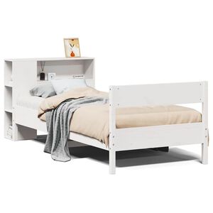 vidaXL Bookcase Bed without Mattress White 75x190 cm Small Single Solid Wood Pine