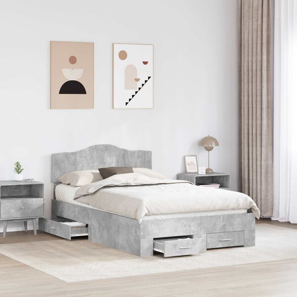 vidaXL Bed Frame Concrete Grey 120 x 200 cm Engineered Wood