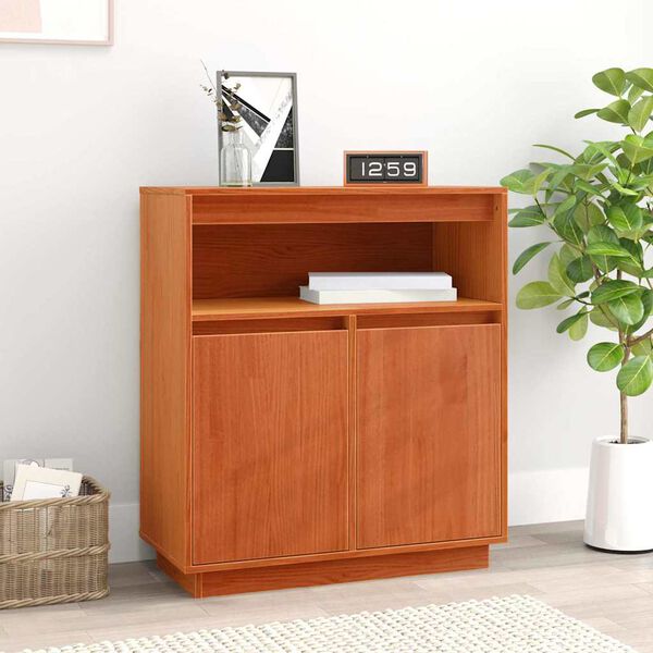 vidaXL Sideboard Wax Brown 70 x 34 x 80 cm Solid Pine Wood