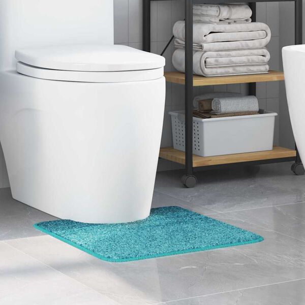 vidaXL Anti-slip Bath Mat with Toilet Cut Turquoise 50 x 50 cm PP