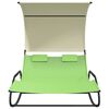 vidaXL Rocking Double Sun Lounger with Canopy Green and Cream