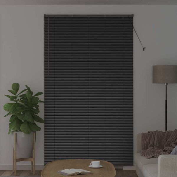 vidaXL Venetian Blinds Height Adjustable Black 220 x 125 cm Aluminium