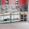 vidaXL Work Bench Set with Shelf with Storage 3 pcs Grey Steel