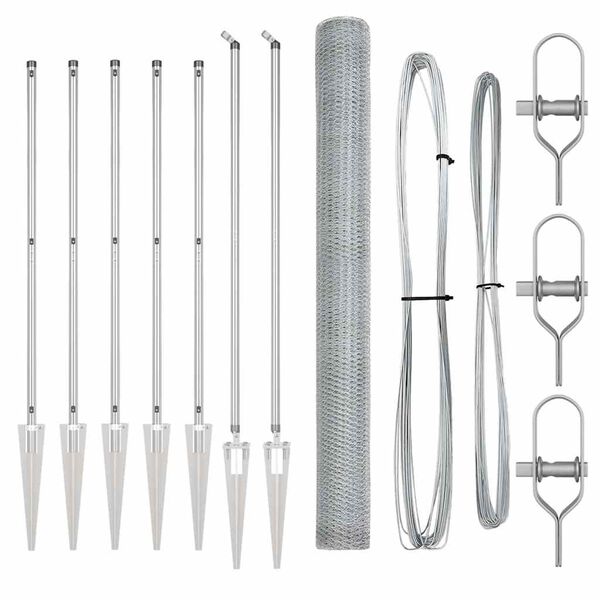 vidaXL Fence Post Silver 10 x 1.6 m (25 mm mesh) Steel