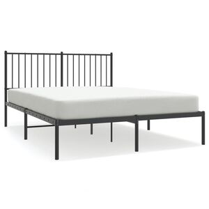 vidaXL Metal Bed Frame without Mattress with Headboard Black 140x190cm