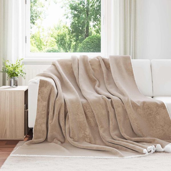 vidaXL Throw Blanket Camel 220 x 240 cm Fleece