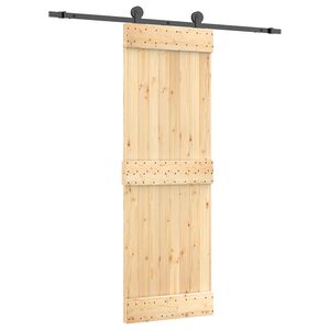 vidaXL Sliding Door Natural and Black 70 x 210 cm Solid Pine Wood