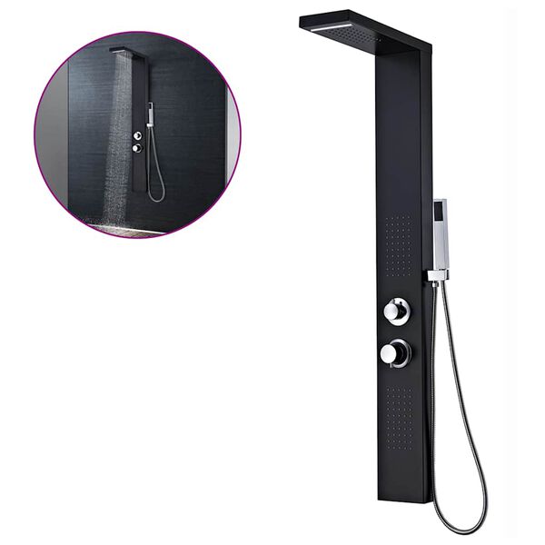 vidaXL Shower Panel System Aluminium Matte Black